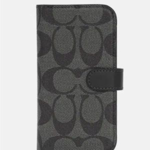 NWT Coach Signature Black Folio iPhone 12 Mini Phone Case